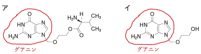 アシクロビル、バラシクロビル、アメナメビル 106回薬剤師国家試験問209